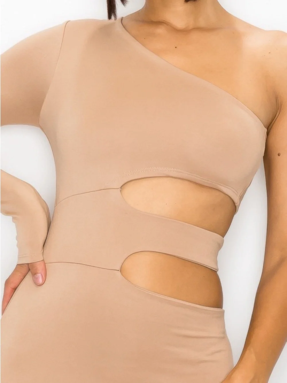 One Shoulder Maxi Dress With Waist Cut Out - Picture 4 of 5